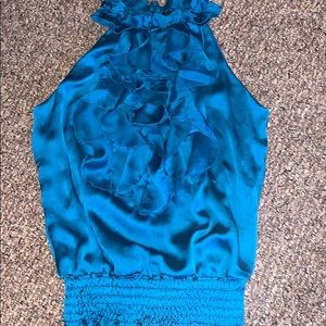Blue Ruffled Blouse